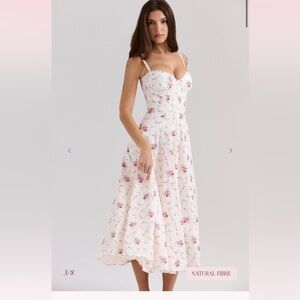 House of cb STEFFANI
White Stretch Cotton Rose Print Midi Sundress